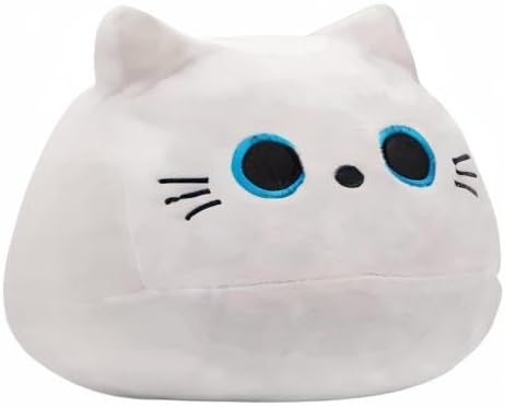 10'' Soft Cute White Cat Plush Toys, Soft Squishy Plushies, Perfect Home Decoration Gift for Cat Lovers, Kids, Boys, Girls (White, 10 Inch)