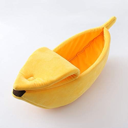 Cute Banana Beds for Cat Pet Sofa Bed Cave Couch Shape Houseboat Cat Cage Accessories Toys Breathable Universal in All Seasons Small Animals Mat (XL 32.3 Inch, Yellow)