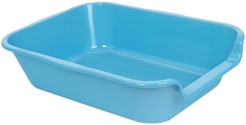 2 Pack of Extra Large Cat Litter Box (ABS Material), Low Entry Senior Litter Pen for Geriatric Kitty Big Cats, Jumbo Pet Safe Litter Boxes Tray for Pets Potty (Light Blue, 20" L x 15.5" W)