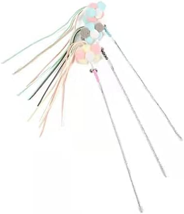 Interactive Cat Toys,Fairy Cat Funny Stick with Ribbons Balls & Bells for Cats Exercise Playing,Cat Wand,Toys for Indoor Cats (Grey)