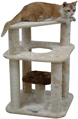 Go Pet Club Everyday Value 26in Small Corner Cat Tree Kitty Scratcher Kitten Condo Tower House Furniture for Indoor Cats, Beige