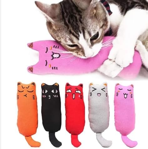 Catnip Filled Cartoon Mice Cat Teething Chew Toys, Set of 5, Bite Resistant
