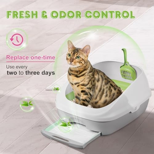 45 Count Cat Pads Refills Compatible with Tidy Cats Breeze Litter System, Fresh Scented Cat Liner Pads for Litter Box, Upgraded Super Absorbent Cat Pee Pads, 16.9"x11.4"