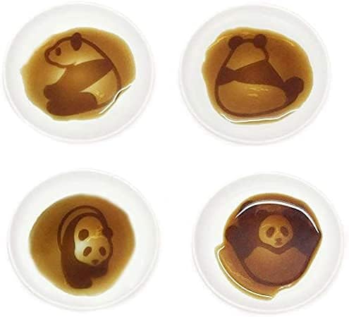 4pcs Ceramics Panda Relief Seasoning Dishes Sushi Dipping Bowl Appetizer Plate - 3.5 inches