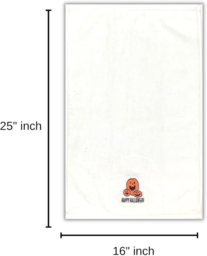 Halloween Bathroom Hand Towels Set of 2 100% Cotton Jack-O'-Lantern Pumpkin 16” x 25” Decorative Holiday Décor