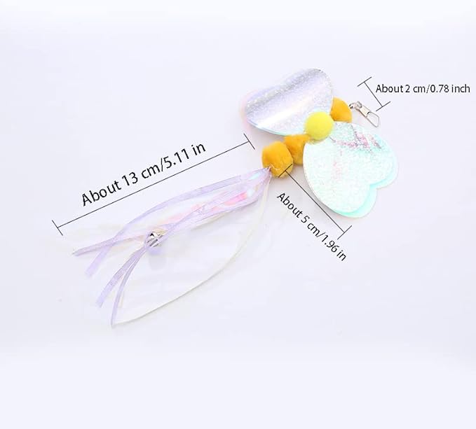 Cat Insect Feather Toys Replacement Cat Toy Wand Refills, 6 Pieces Natural Insect Cat Toy Feathers Refill, Interactive Cat Teaser Wand Attachments, with Bell
