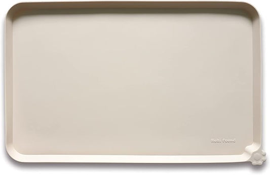 Hoki Found Large Silicone Pet Feeding Tray - Waterproof Dog Pet Cat Feeding Mat - Non Slip Pet Dog Cat Food Bowl Mats Placemat -Pet Water Mats for Carpet -Papayawhip