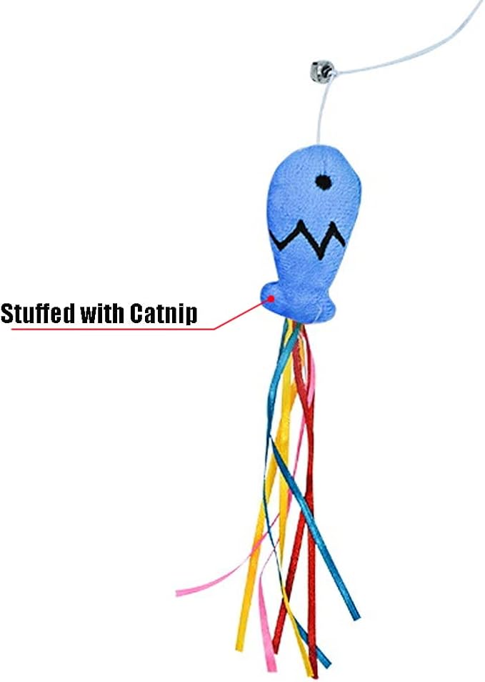 IUHKBH Cat Wands, 3 PCS Wood Cat Teaser Wands Interactive Cat Toys with Catnip Fish for Cat and Kitten