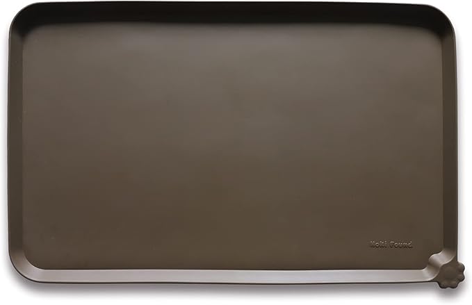 Hoki Found L Silicone Pet Food Mats Tray - Non Slip Pet Dog Cat Bowl Mats Placemat - Dog Pet Cat Feeding Mat - Waterproof Dog Cat Food Mats -Pet Water Mats for Carpet - Coffee