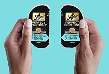 Sheba Perfect Portions Multipack Salmon and Whitefish & Tuna Entrée Wet Cat Food Corn Soy Wheat Free (12 Twin Packs), 1.98 Pounds