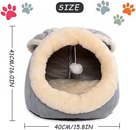 ShellKingdom Cat Bed for Indoor Cats, Cat House Furniture for Pet Kitten Tent Cave, Cute Dog Beds for Puppy Medium Dogs with Removable Washable Soft Cushioned Pillow (Grey)