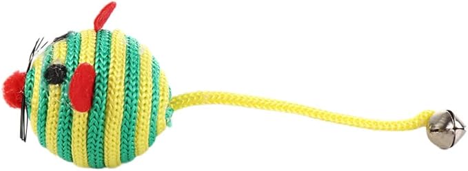 Leadigol 4PCS Cat Toy Mice,Hand Knitted Rainbow Cat Toys Balls,Pet Accessories Nylon Rope Pet Supplies Interactive Kitten for Small Cat Pet Training Toy Sound Cat Throw Toys