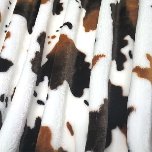 Cow Print Blanket | Soft Fleece Flannel Cozy Twin Size Blankets and Throws | Couch Sofa Bed Cow Wostern Blankets Throws | Girls Boys Adults Birthday Valentine's Day Christmas 60"x80" Black Brown