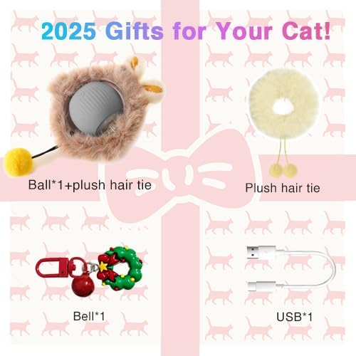 Smart Interactive Cat Toy Ball - Plush Smart Automatic Cat Toy with Light, Interactive Cat Toy for Indoor Cats, Cat Interactive Toy for Indoor Cats, USB Rechargeable, Auto On/Off(Grey)