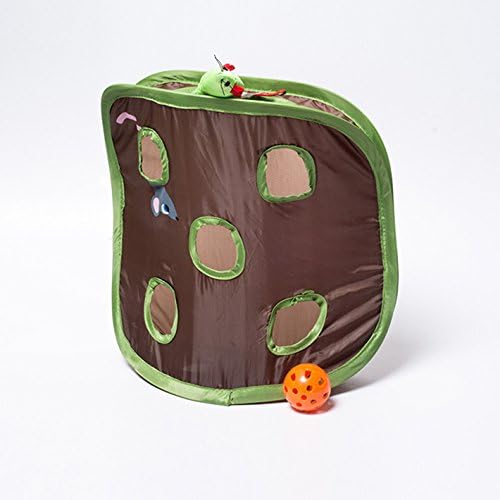 Creation Core Interactive Cat Toy Hide & Seek Game Pop-up Collapsible Puzzle Exercise Toy 9 Holes Mouse Hunt with Bell