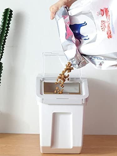 YXQ 2Pcs Dog Food Storage Container Airtight Box Grey,10kg Bulk Dry Food Grain Storage Barrels Sealed Bucket,Pets Food Bin with Seal Locking Lid, Wheels,Measuring Cup,1pcs Scoops(Random Color)