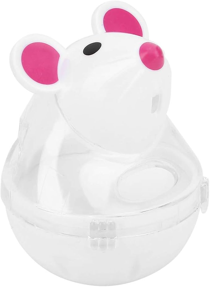 Cat Treat Dispenser Toy, Small Cat Food Balls Slow Feeder, Mice Tumbler Design Cat Food Toy Cat Enrichment Toys for Pet Interactive Training and Food Dispensing (White)