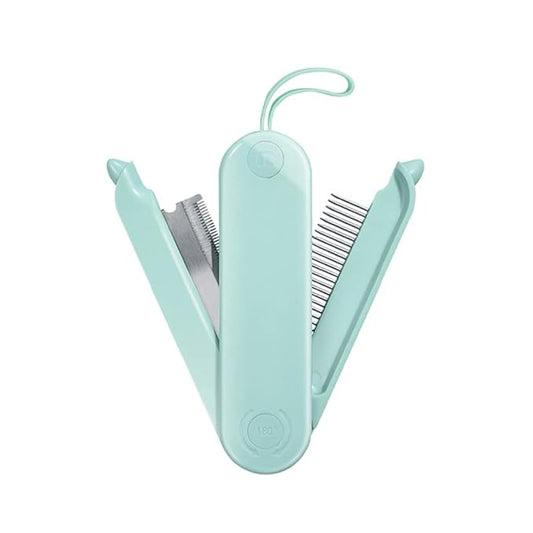 2-Sided Pet Grooming Brush for Dogs & Cats, Self-Cleaning Sliver - Comb Long Haired Short Dogs, Rabbits More Deshedding Tool, Cat (Green) (W-482), 1.0 Count