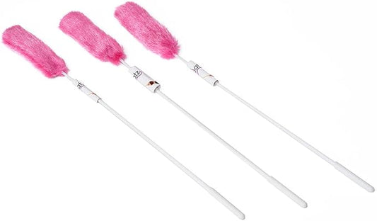 RompiCatz Teaser Wands and Interactive Cat Toy, Plush Tip, Pink, 3 Pack