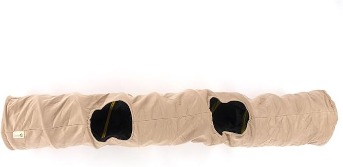 Velvet Fabric - Foldable/Collapsible - 55x8.66 Inches Cat Tunnel (Beige)
