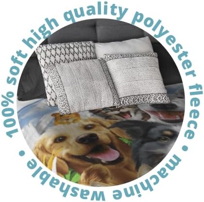 Dawhud Direct 50x60-Inch Backyard Pals Dogs and Cats Blanket - Soft Plush Animal Print Blanket for Adults and Kids - Soft and Cozy for Bed, Couch, or Travel - Thoughtful Gift for Animal Lovers