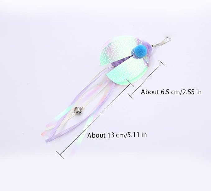 Cat Insect Feather Toys Replacement Cat Toy Wand Refills, 6 Pieces Natural Insect Cat Toy Feathers Refill, Interactive Cat Teaser Wand Attachments, with Bell