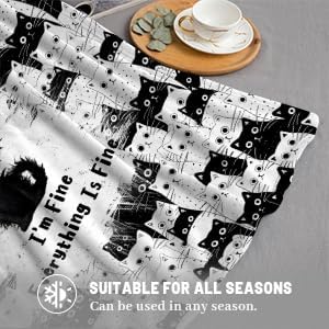 Cat Blanket, Black Cat Gifts for Cats Lovers, I'm Fine Everything is Fine Black Cats Blanket 50"X40", Kitten Lovers Gifts for Women Girls Kids Adults