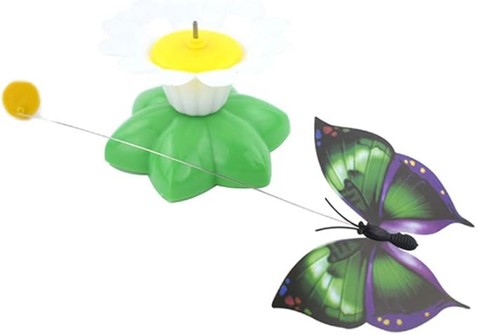 Ipetboom Pet Cat Toys 2 Pcs Automatic Interactive Kitten Toy, Cat Wand Toy Hummingbird Butterflies Cat Teaser Self Rotating Cat Toy Pet Teaser Stick for Cat Kitten