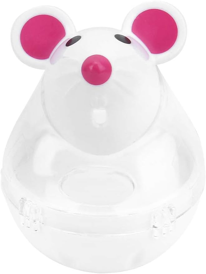 Cat Treat Dispenser Toy, Small Cat Food Balls Slow Feeder, Mice Tumbler Design Cat Food Toy Cat Enrichment Toys for Pet Interactive Training and Food Dispensing (White)