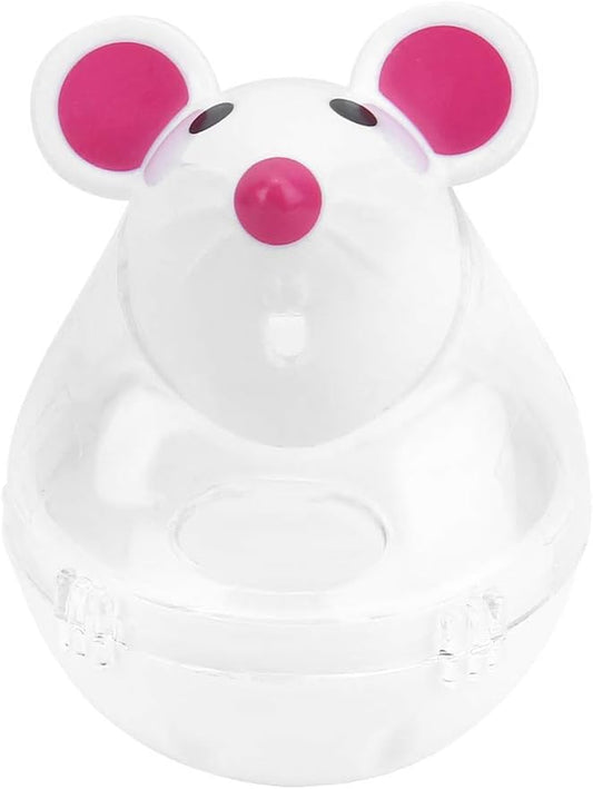 Cat Treat Dispenser Toy, Small Cat Food Balls Slow Feeder, Mice Tumbler Design Cat Food Toy Cat Enrichment Toys for Pet Interactive Training and Food Dispensing (White)