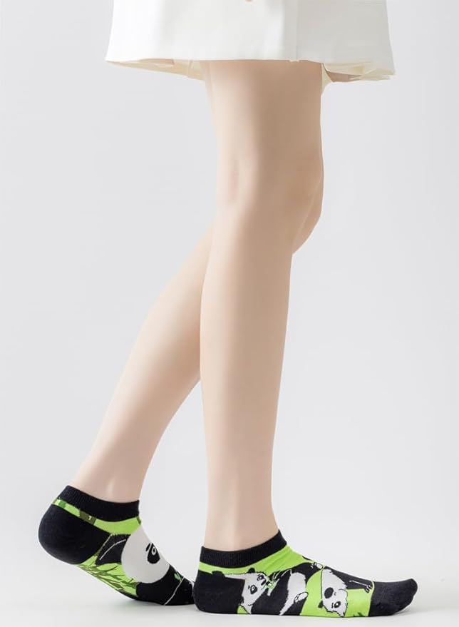 2 Pairs Funny Cartoon Animal Print Cotton Ankle Socks for Women Teens