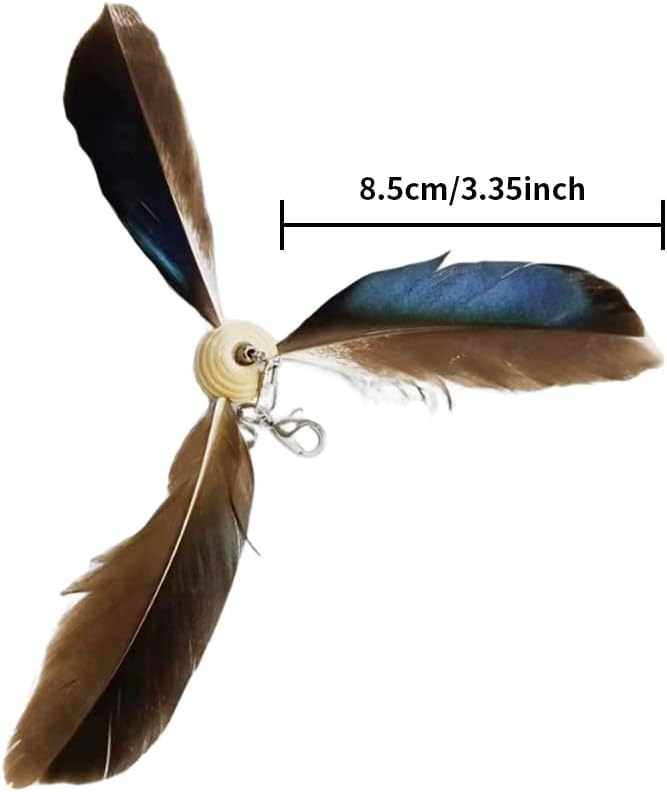 6pcs Cat Wand Attachment, Spining Propeller Cat Toys, Cat Propeller Toy with Bell, Replacement Artificial Feather, Indoor Cat Toy, Cat Interactive Toy(Brown)