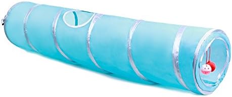 2 Way Cat Tunnel Pet Play Tube - Collapsible Tunnel for Small Pet/Cat/Kitty/Doggy/Rabbit (Blue)