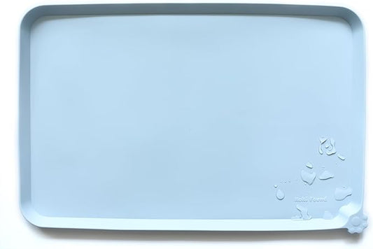 Hoki Found Large Silicone Pet Food Mats Tray - Non Slip Pet Dog Cat Bowl Mats Placemat - Dog Pet Cat Feeding Mat - Waterproof Dog Cat Food Mats -Pet Water Mats for Floors - Frost