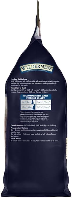 Blue Buffalo Wilderness Natural Mature Dry Cat Food for Cats 7+ Years, High-Protein and Grain-Free Diet, Supports Immune System Health and Energy to Stay Active, Chicken, 5-lb. Bag