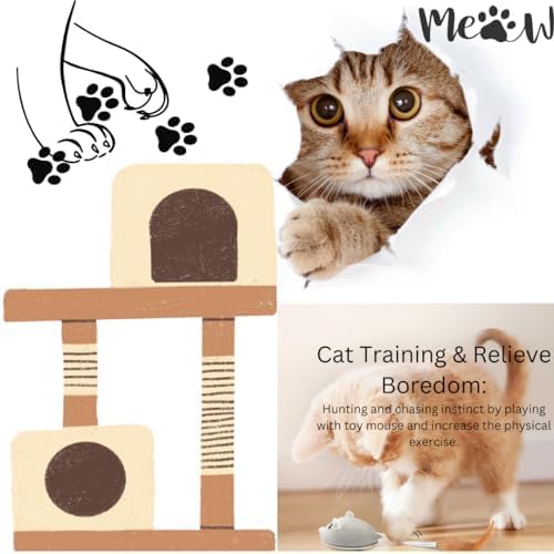 Interactive Version2 Automatic Cats Plush Toys Play for Indoor Boredom Alone. Electric Moving Mouse Cat Toys with Real Feather Tail, Less Noise USB Rechargeable. (Grey)