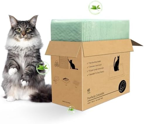 45 Count Cat Pads Refills Compatible with Tidy Cats Breeze Litter System, Fresh Scented Cat Liner Pads for Litter Box, Upgraded Super Absorbent Cat Pee Pads, 16.9"x11.4"