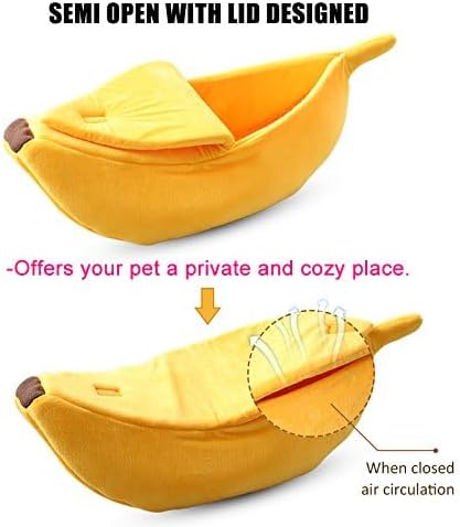 Pet Cat Bed House Cute Banana, Warm Soft Punny Dogs Sofa Sleeping Playing Resting Bed, Lovely Pet Supplies for Cats Kittens