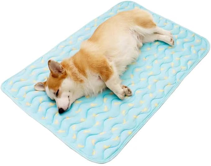 Pet Cooling Mat Cooling Fiber - Washable Non-Toxic Pet Indoor Outdoor Bed, Foldable Pee Pads for Dogs Settle Mat Cooling Dog Blanket Cat Cooling Pad (Blue, X-Large)