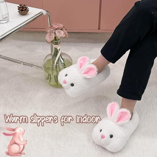 Caramella Bubble Classic Bunny Slippers for Women Funny Animal Novelty Slippers for Adults Cute Plush Rabbit Bedroom Slippers