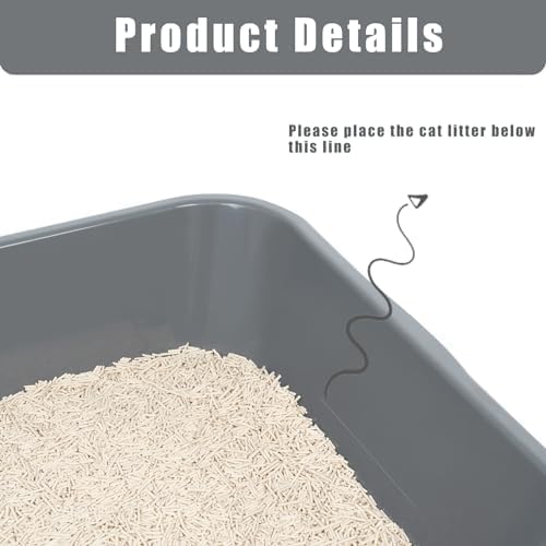 2 Pack of Extra Large Cat Litter Box (ABS Material), Low Entry Senior Litter Pen for Geriatric Kitty Big Cats, Jumbo Pet Safe Litter Boxes Tray for Indoor Pets Potty (White, 20"L x 15.5"W)