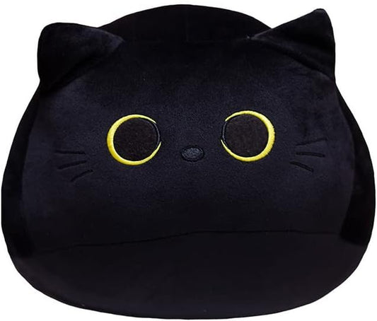 Black Cat Stuffed Animal Plush Toy Creative Cat Shape Soft Pillow Toys Gifts Cute Dolls for Girlfriend Kids Baby Girls, 25cm/9.8in