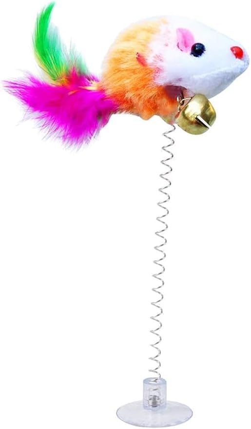 BWESOO Dog Cats Kitten Toy Funny Play Spring Mouse Colorful Teaser Bell Pet Random Color Cat Mice and Animals Toys