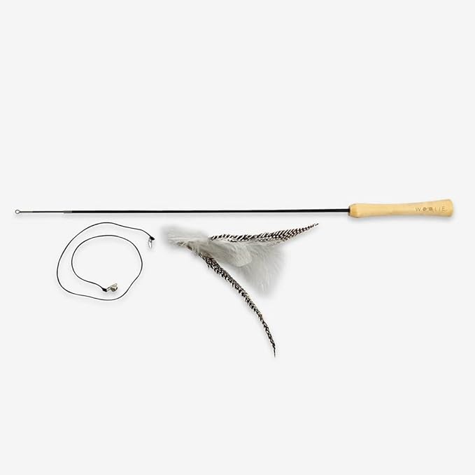 Cat Teaser with Feaders - Retractable - Ergononic with 2 Replacements