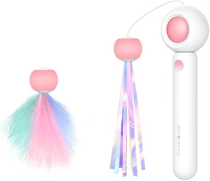 Cat Wand Toy Interactive Cat Toy Funny Cat Toys Retractable Cat-teasing Stick Cat Wand Toys for Indoor Cats Cat Toys Cat Toy Indoor Cats Cat Teaser Cat String Toy (pink)