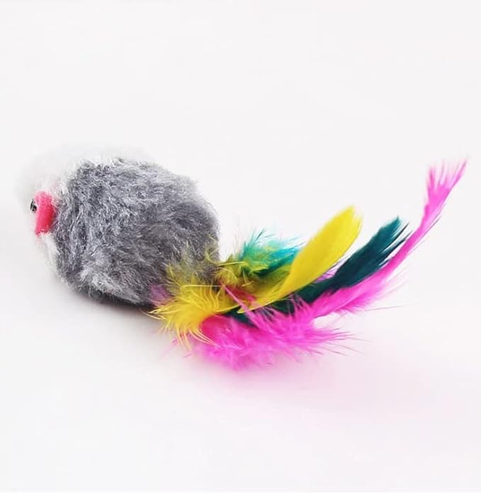 Soft Fleece False Mouse Cat Toys Colorful Feather Funny Playing Toys Soft sisal cat Toys Mouse Plush Set