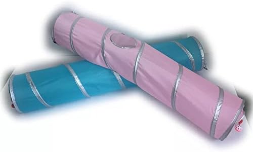 2 Way Cat Tunnel Pet Play Tube - Collapsible Tunnel for Small Pet/Cat/Kitty/Doggy/Rabbit (Pink)