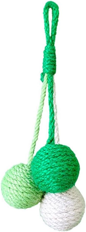 MiOYOOW Cat Toy Sisal Ball, Tricolor Hanging Cat Balls Handmade Cat Scratcher Ball Interactive Toy for Indoor Cats Kittens