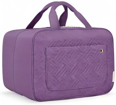 BAGSMART Toiletry Bag Travel Bag with Hanging Hook, Water-resistant Makeup Cosmetic Bag Travel Organizer for Accessories, Shampoo, Full Sized Container, Toiletries (Purple, Large)