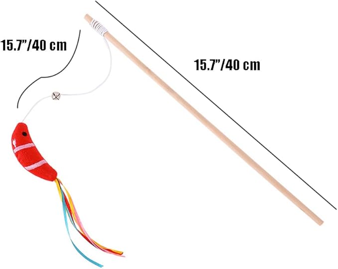 IUHKBH Cat Wands, 3 PCS Wood Cat Teaser Wands with Catnip Interactive Cat Toys for Cat and Kitten